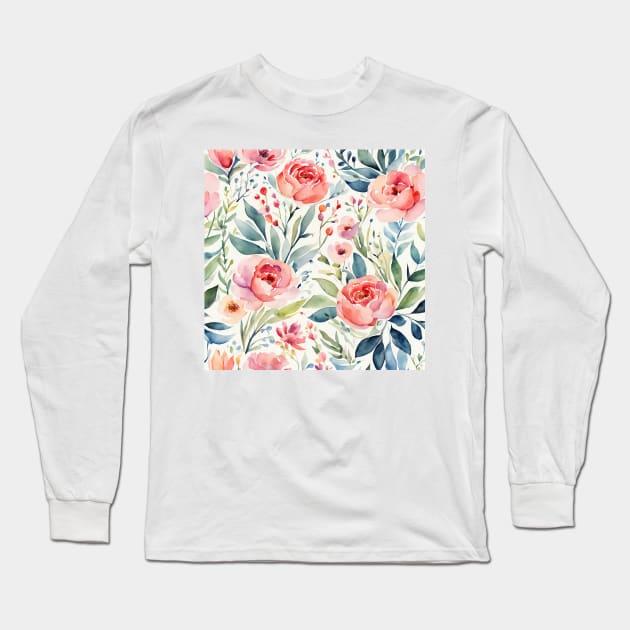 a watercolor flower Long Sleeve T-Shirt by MangMARU